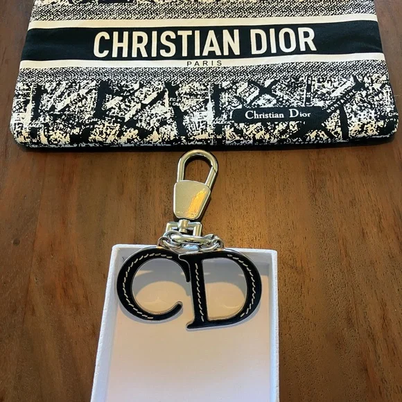 Dior Black Key chain or purse charm with cosmetic bag - Picture 1 of 5